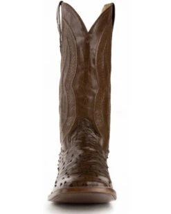 Ferrini Men's Cognac Full Quill Ostrich Western Boots - Broad Square Toe -Country Outfitter Shop 066846 47 P4