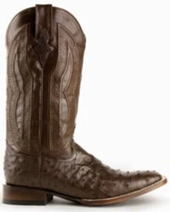 Ferrini Men's Cognac Full Quill Ostrich Western Boots - Broad Square Toe -Country Outfitter Shop 066846 7012 P2