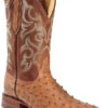 Justin Men's Waxy Full Quill Ostrich Western Boots - Broad Square Toe