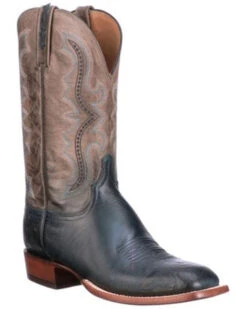 Lucchese Men's Navy Cecil Western Boots - Broad Square Toe -Country Outfitter Shop 2000346924 410 P1