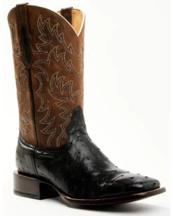 Cody James Men's Saddle Black Full-Quill Ostrich Exotic Western Boots - Broad Square Toe -Country Outfitter Shop 2000359778 001 P1