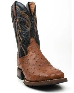 Dan Post Men's 11" Bay Apache Hand Quill Ostrich Exotic Western Boots - Broad Square Toe -Country Outfitter Shop 2000381789 201 P1