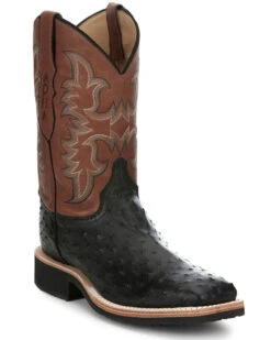 Justin Men's Drover Exotic Full Quill Ostrich Western Boots - Broad Square Toe -Country Outfitter Shop 2000385393 001 P1